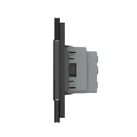 Одноклавишный сенсорный выключатель с двойной розеткой (1-0-0) чёрный